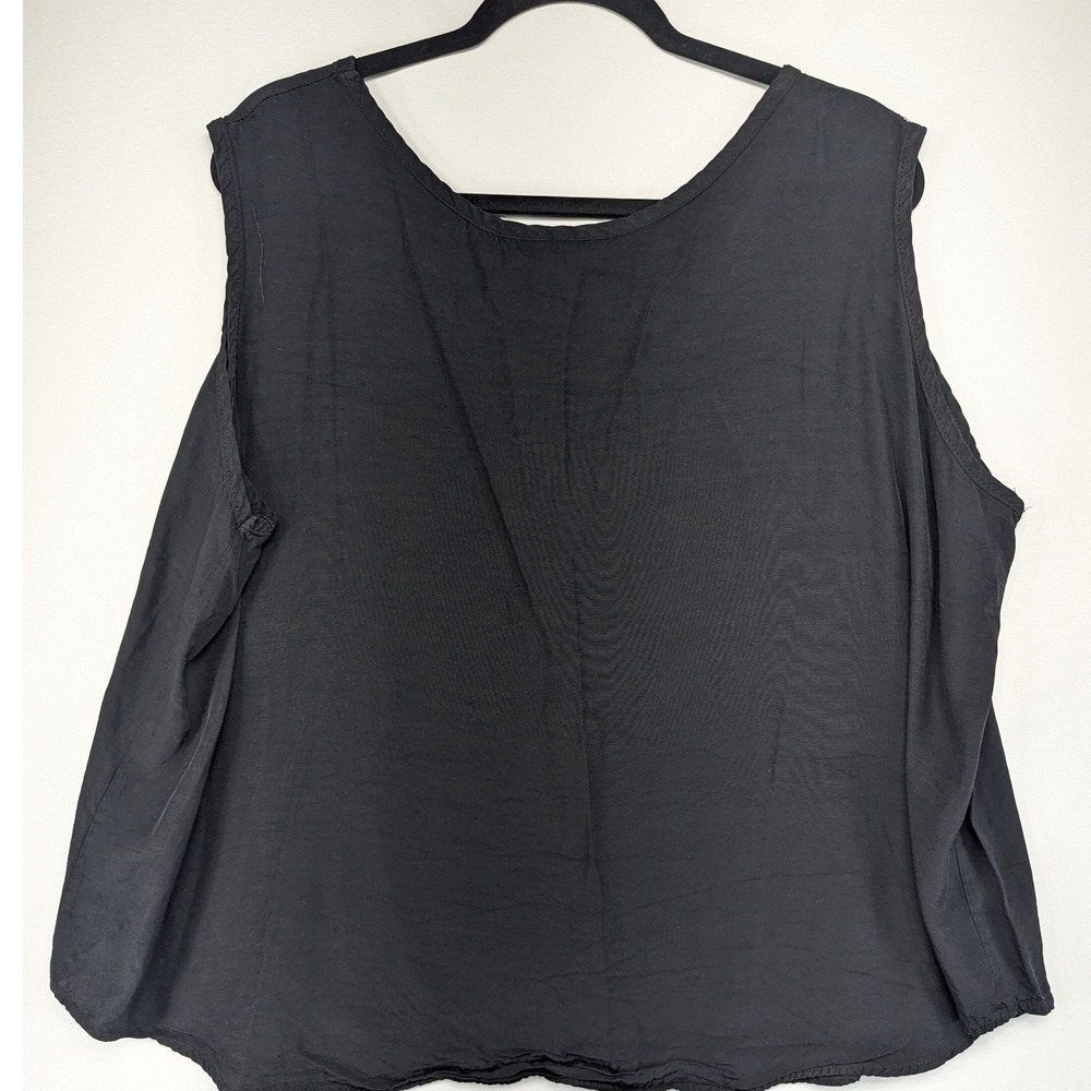 Victoria Jones Woman Black Lace Trim V Neck Sleeveless Tank Top Plus - Picture 2 of 5